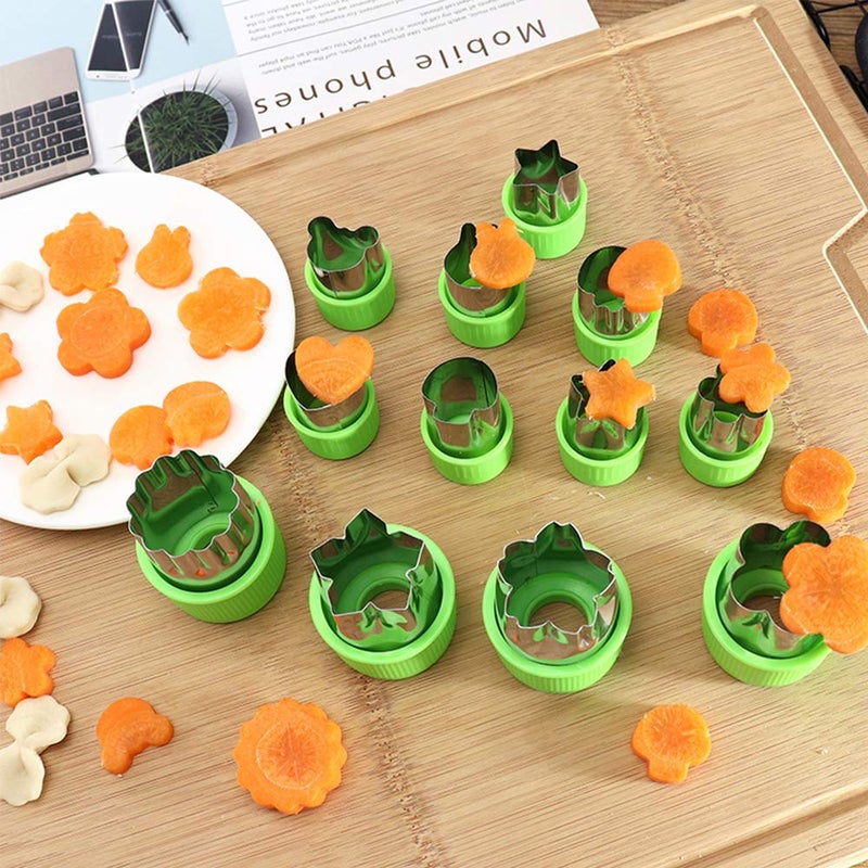 IELEK 14 Pcs Fruit Vegetable Cookie Cutters Shapes Sets Stainless Steel Food Mini Pie Cookie Stamps Mold for Kids Baking,Bento Box and Decorating Tools - Image 5